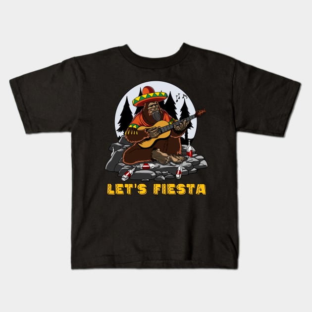 Bigfoot Cinco de Mayo Fiesta Mexican Party Kids T-Shirt by underheaven